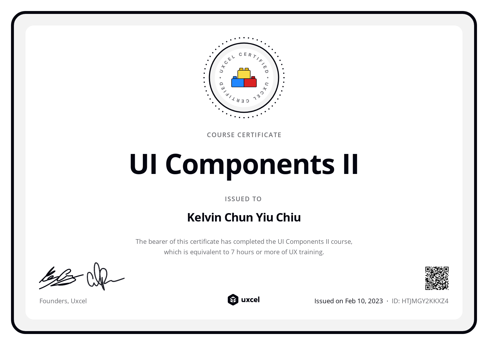 Kelvin Chiu's certificate